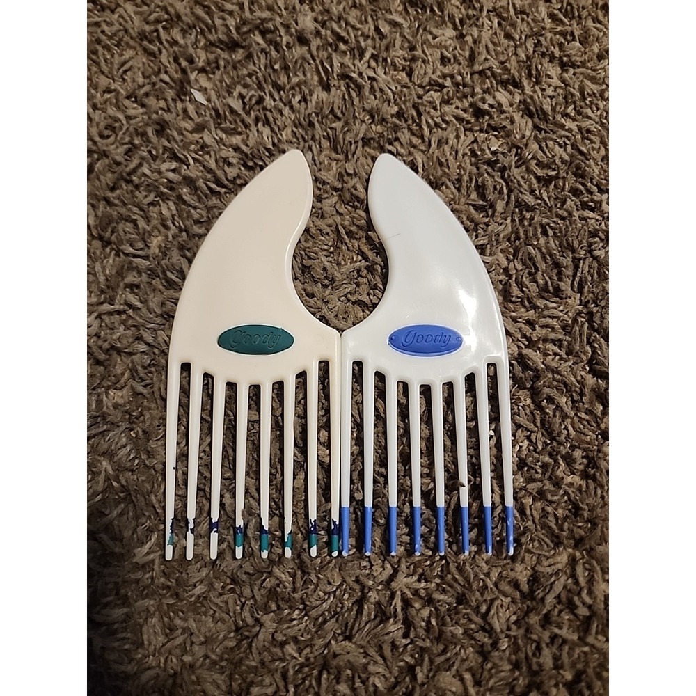 Vintage Goody Hair Pick Pic Lift Comb Tease Retro90's White W/blue Tips